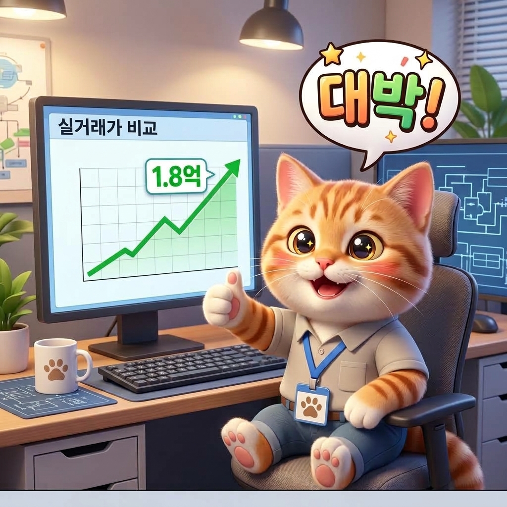 3컷 : 국토부 실거래 1:1 대조 1.8억 선확보 확인한 반도체 엔지니어 냥이